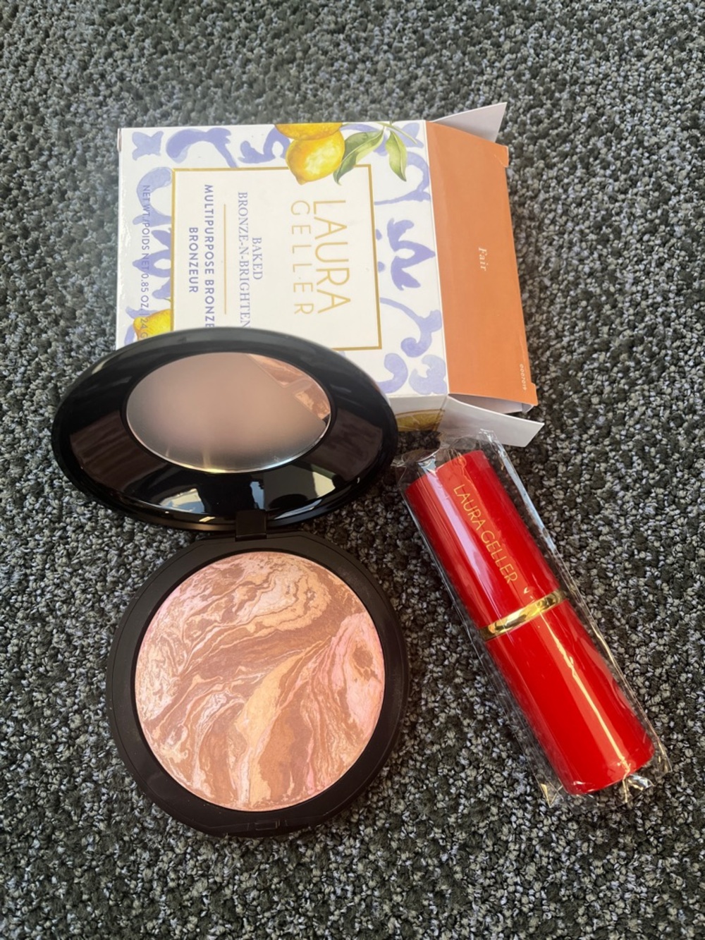 Laura Geller Jumbo Baked Bronze n Brighten FAIR & Retractable Brush - NEW